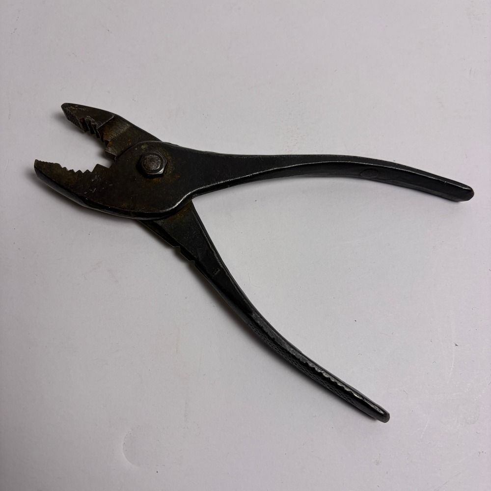 Vintage Utica Tools No. 14 Slip Joint Pliers 8" Black Steel Made in USA